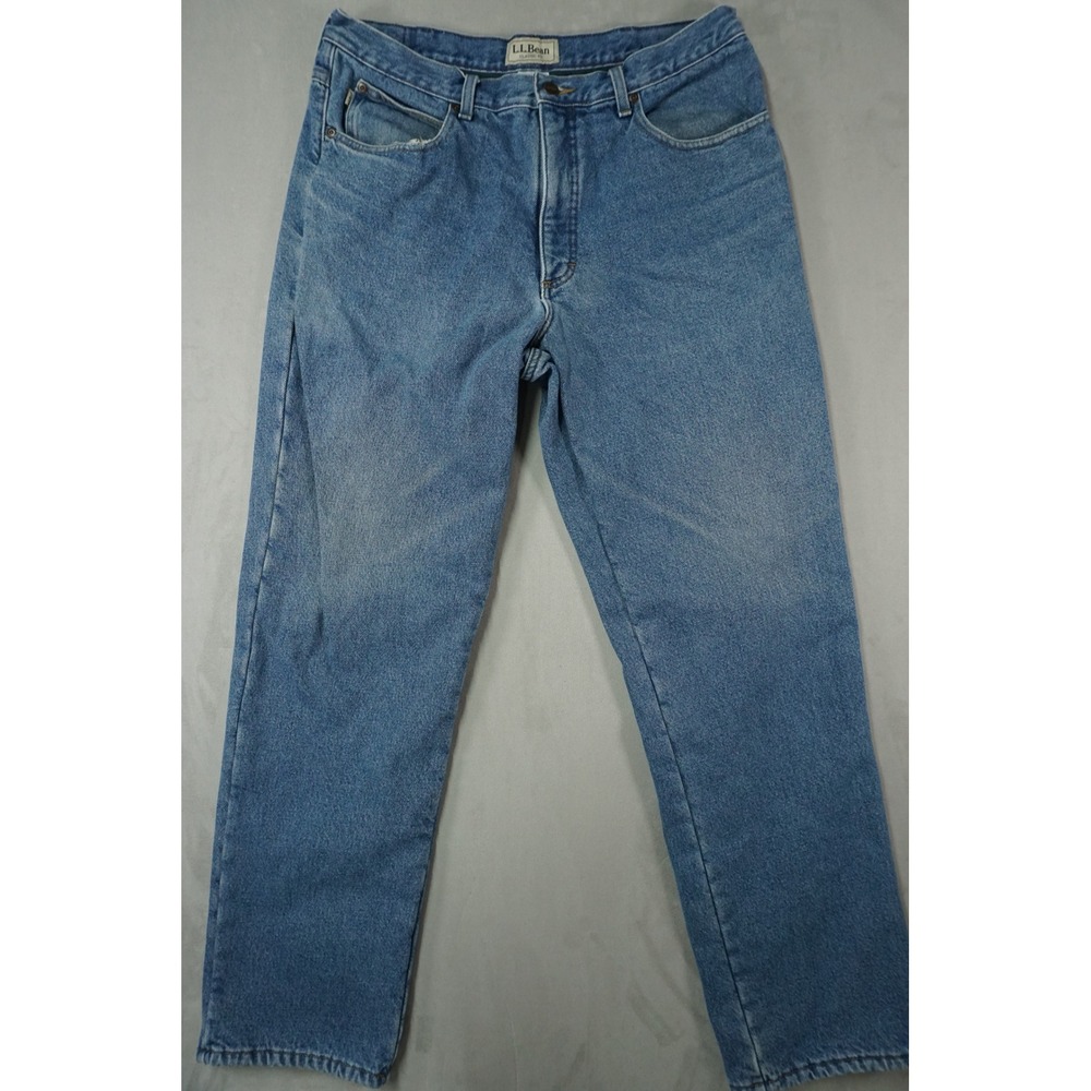 LL Bean Fleece Flannel Lined Jeans Mens 34x32 Classic Fit Denim Outdoor Workwear